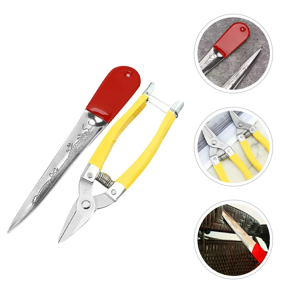 Professional Wicker Repair Tool Kit for Rattan Furniture Durable Metal Prying Tool Scissor Set for Precise Weaving Work wicker repair tool kit