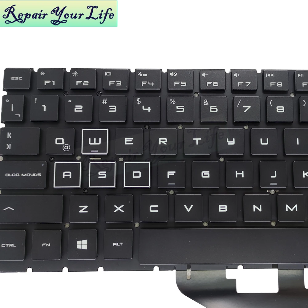 Teclado retroiluminado latino espanhol RGB para HP