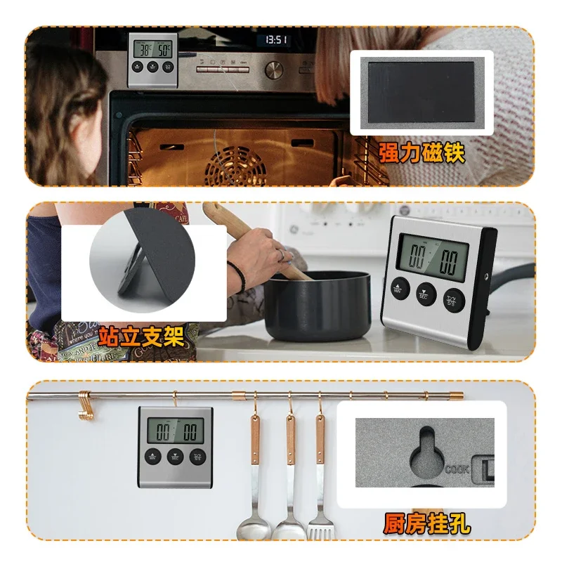 Tp700 Digital Remote Wireless Food Kitchen Oven Thermometer Probe For BBQ Grill  Oven Meat Timer  Temperature  Manually Set — view 6
