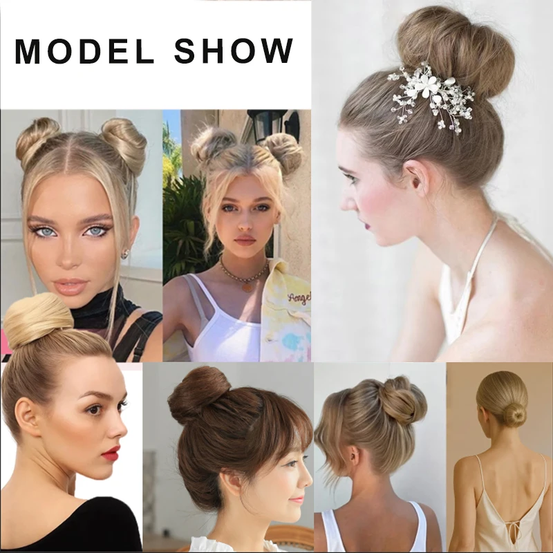 볼륨감 있는 헤어 번 익스텐션, 클립형 드로스트링 시뇽 헤어피스, 간편하게 업두드릴 수 있는 얇은 헤어용 가짜 번