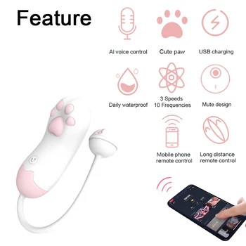 APP Wireless Vibrator Vagina Ball G-spot Clitoris Stimulator Jumping Egg Female Masturbation Cat Paw Cat Palm Love Egg Sex Toys 3