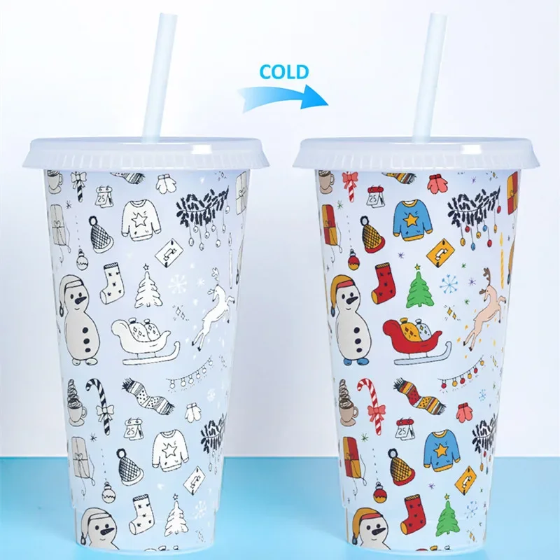 Color Changing Cups Lids Straws Wholesale  Plastic Cups Change Color Cold  - 7pcs - Aliexpress