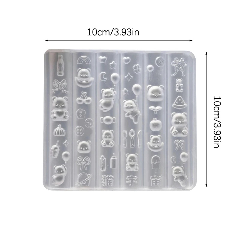 1Pc Cartoon Bear 3D Relief Silicone Nail Mold - Nail Art Decor Template for DIY Manicure Design Tools
