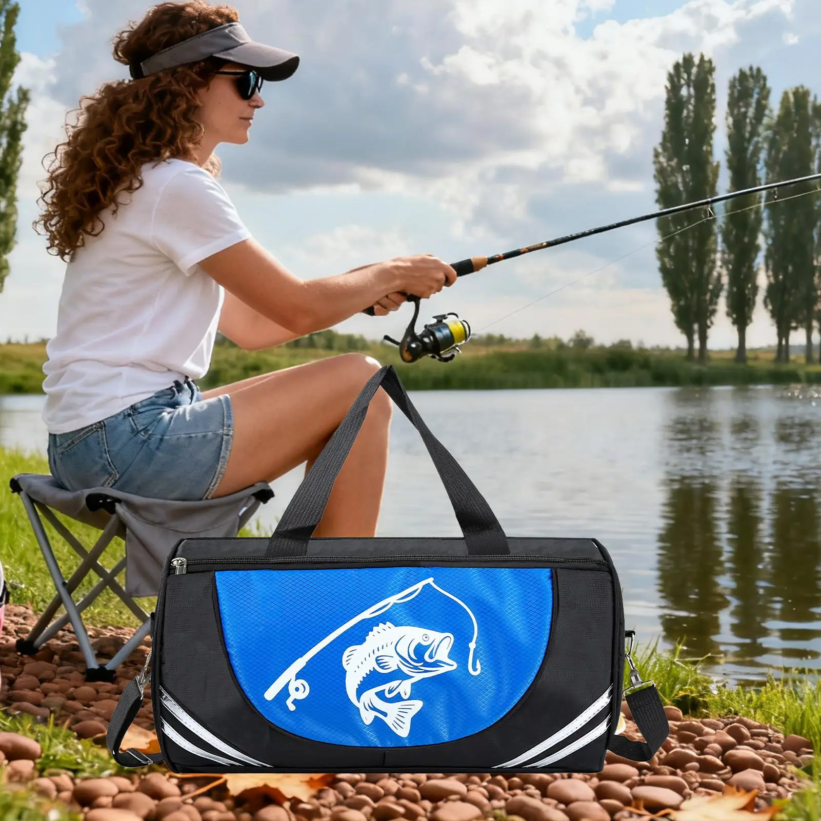 Fishing Tackle Bag Large Capacity Tackle Storage Bag Multifunctional Angling Organizer For Outdoor Beach Camping Hiking Lake