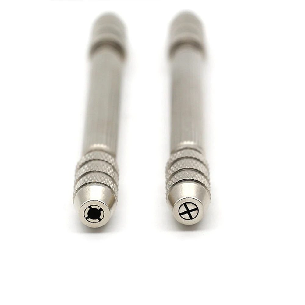 Punta Da Trapano A Mano Mini Trapano A Mano Argento Con Punte 0.5-3.2Mm 105Mm/4.13 Pollici Mandrino Doppia Perforazione Per L'Artigianato