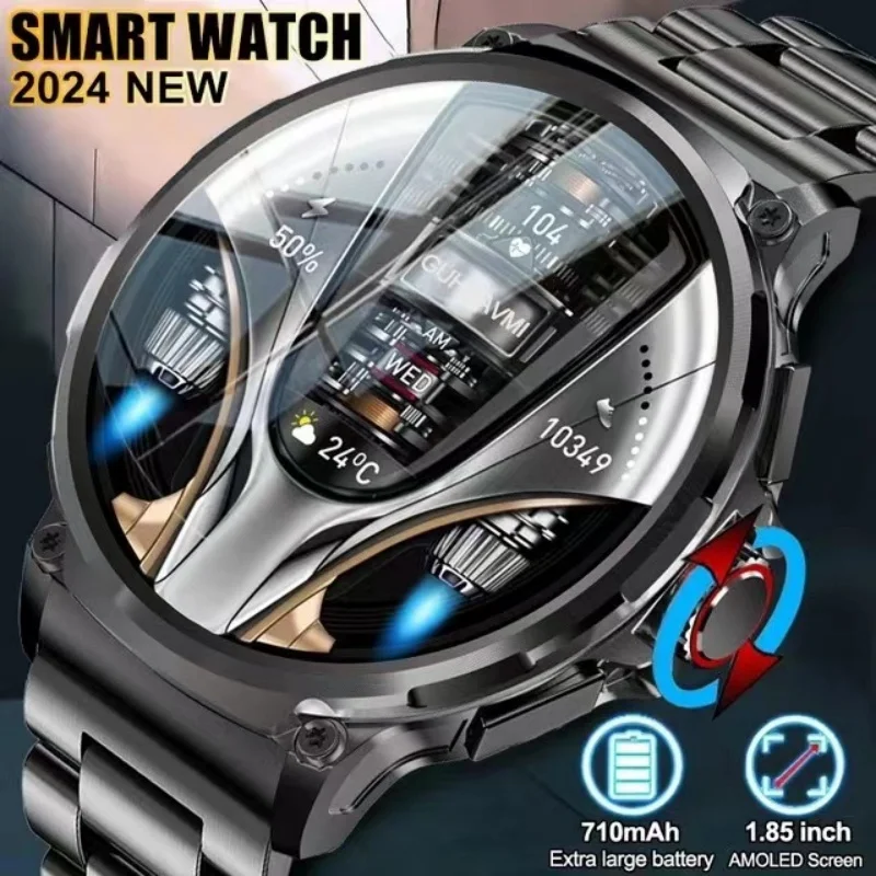SUNKTA Orologio da uomo militare, display HD da 1,85, batteria da 800 mAh, orologio sportivo con torcia/100+ modalità sportive, IP68, impermeabile, con frequenza cardiaca, SpO2, monitor del sonno per