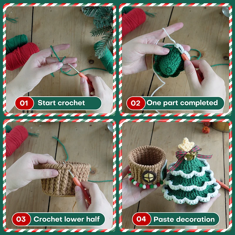 IMZAY Unfinished Christmas Knitting Material Package Yarns Step-by-Step Video Tutorials Crochet Kit DIY Beginners