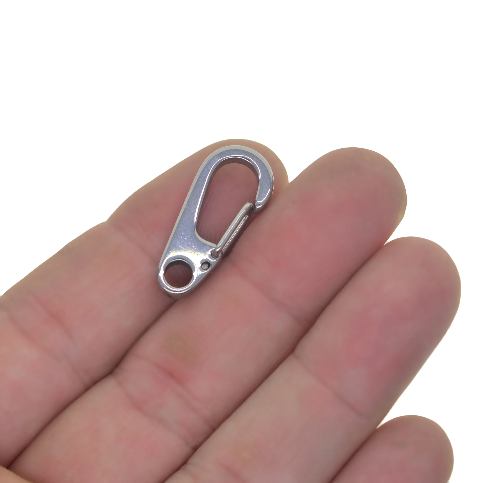 

10pcs Small tiny Super strong 1 inch solid stainless steel spring snap hook quick release carabiner paracord clasp EDC DIY