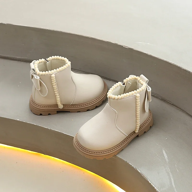 New Kids' Ankle Boots Fashion Spring Autumn Girls Short Leather Boots Elegant Princess Catwalk Children's Casual Platform Boots