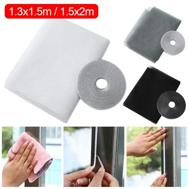Home Summer Removable Window Protector Mosquito Self-adhesive Window Mesh Net Window Nets Mosquito Netting Screen Curtain 2