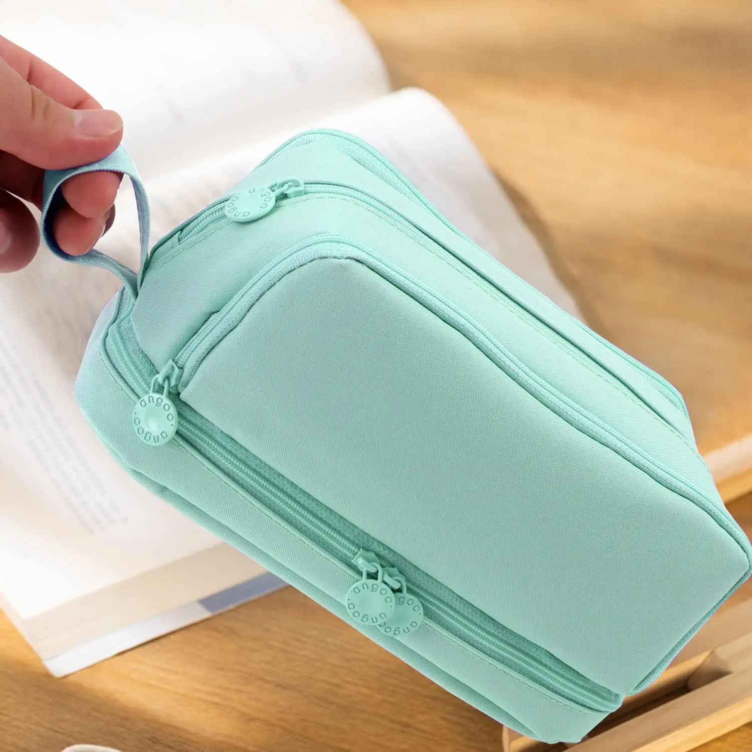 Black Pencil Bag High Capacity Pen Case Solid Color Ruler Canvas Pouch School Supplies Gift Holder Storage 2 Layers Organizer IN pencil cases pen storage bag pencil holder