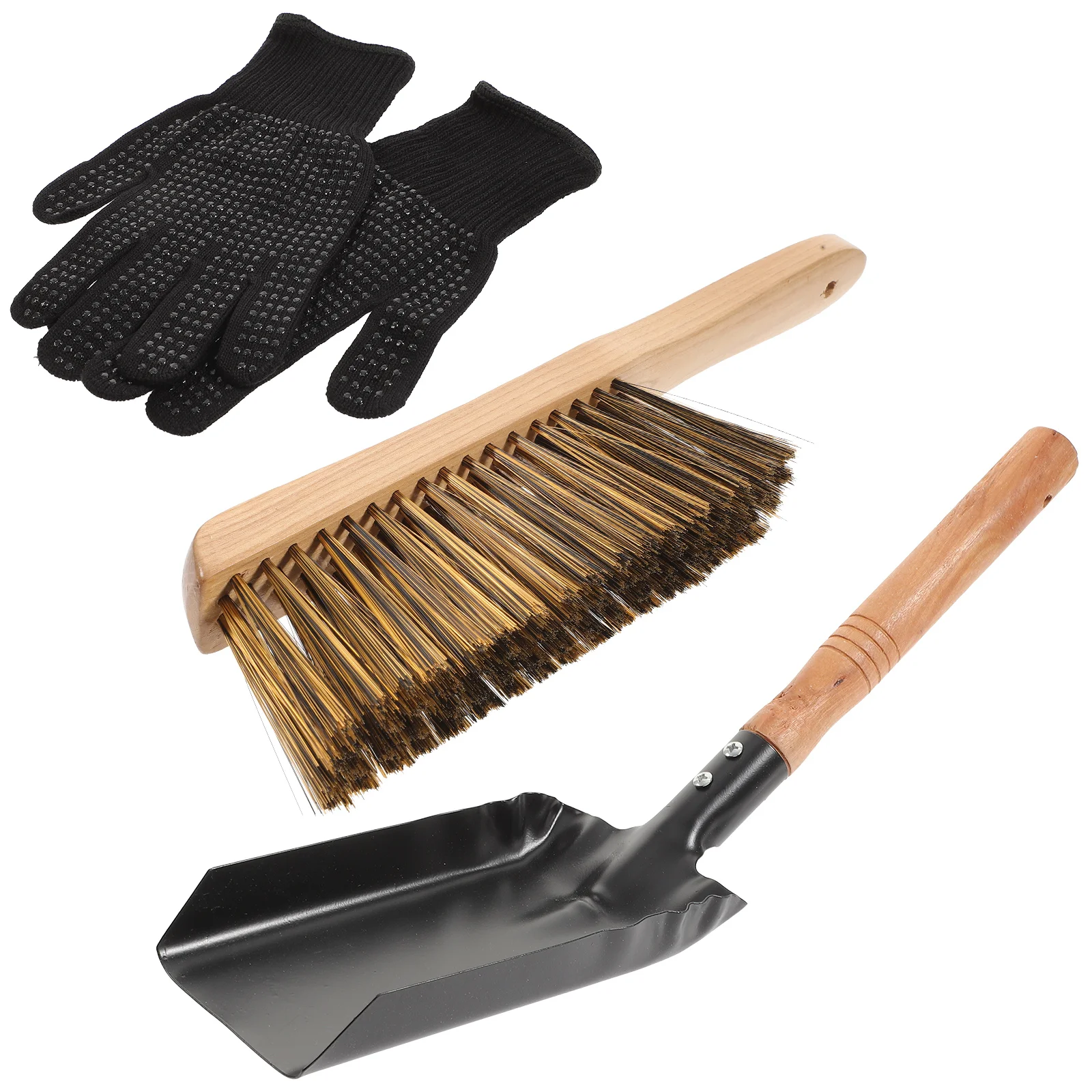 

Cleaning Fireplace Coal-ash Bbq Kit Iron Scoop Gloves Multi-functional Stove Set