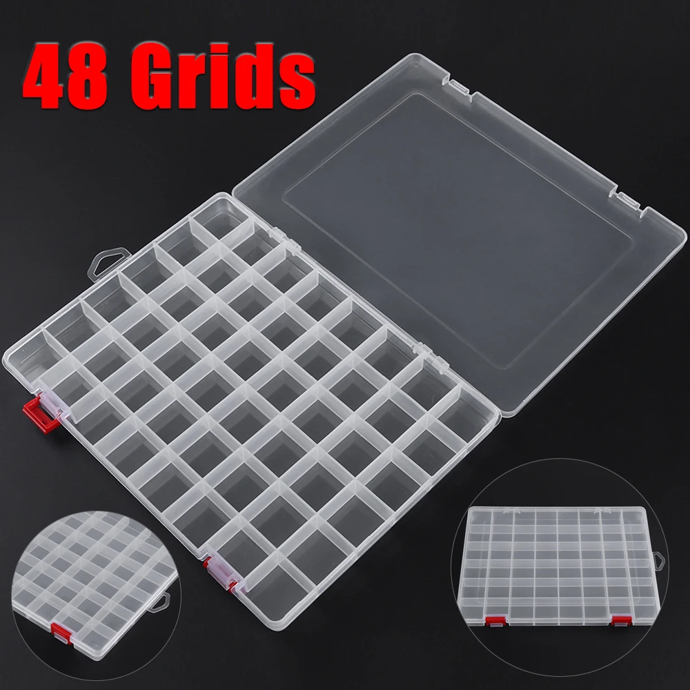 5/48 Grid Fach Kunststoff Lagerung Box Schmuck Ohrring Box Perle Schraube Container Hause Lagerung Fall Display Organizer Container