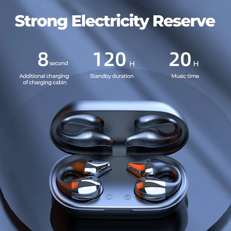 Căști TWS Bluetooth 5.2 cu microfon, căști wireless HiFi stereo cu cârlig pentru ureche, căști cu reducere a zgomotului, sport, impermeabile_voghion.com