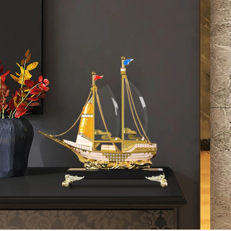 

Desktop Decoration Light Luxury New Chinese Enamel Crystal Material Half-Handmade Smooth Sense Suitable Living Room Decoration