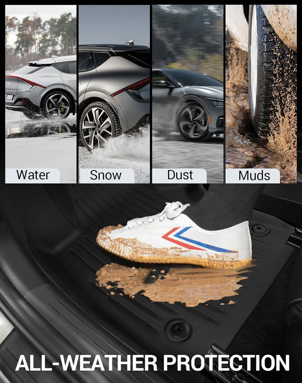 BEVO XPE Floor Mats Custom For KIA EV6 2022 - 2024 2025 All Weather Waterproof Non-Slip Trunk Mat Cargo Liner Rear Backrest Pad