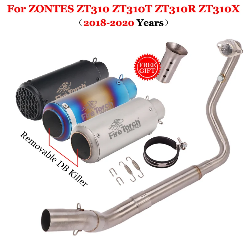 

For ZONTES ZT310 ZT310T ZT310R ZT310X 2018-2020 Motorcycle Full Exhaust System Modify Front Link Pipe Escape Muffler DB Killer