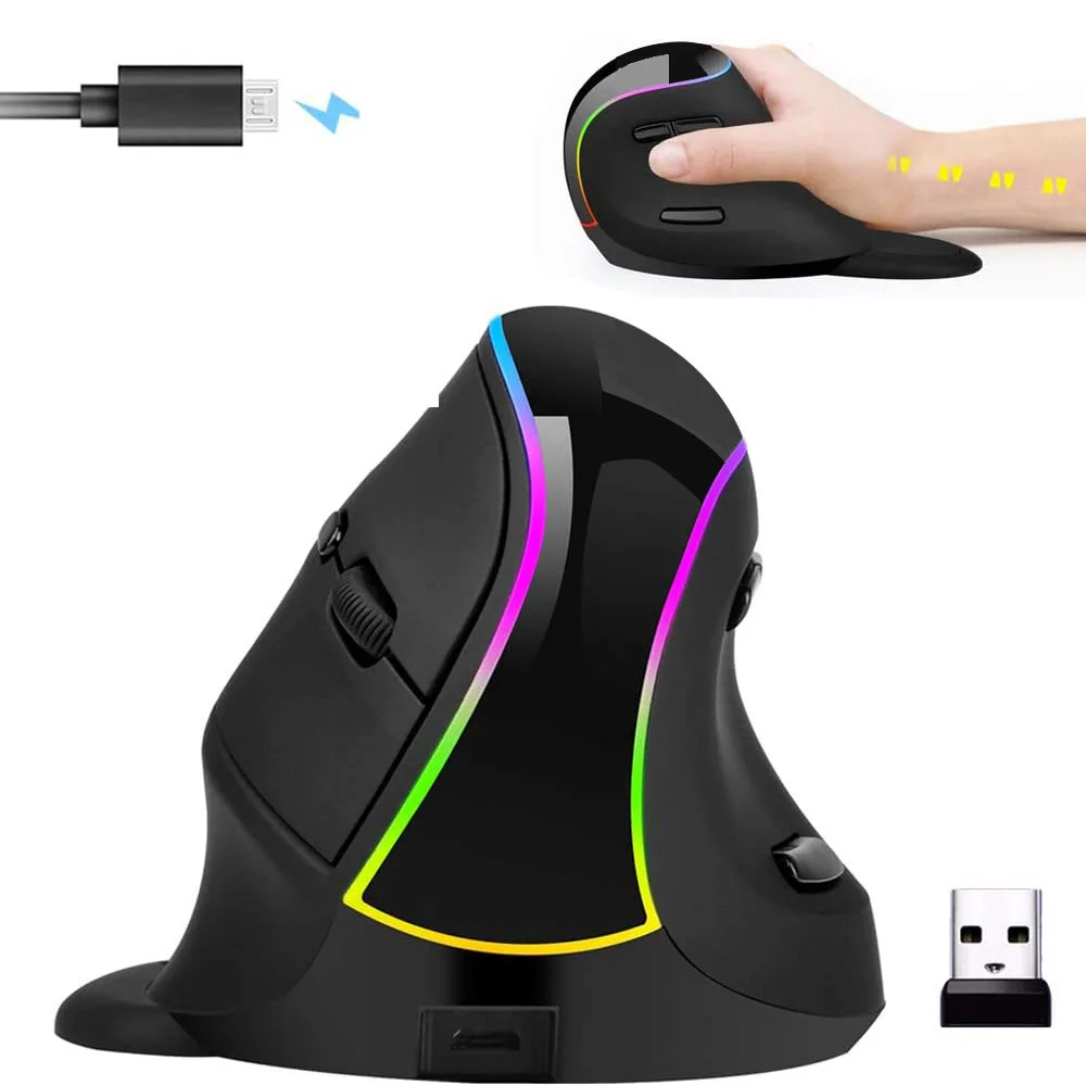 Mouse Verticale Mouse Ergonomico Ricaricabile 3200 Dpi 2.4G Mouse Wireless Usb Per Mac Gamer 3200 Dpi Gaming Mause Per Mouse Portatile