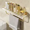 Bathroom Wall Hanging Punch-free Towel Shelving Washroom Toiletries Organizing Rack Kitchen Acrylic Gold Storage Rack 3