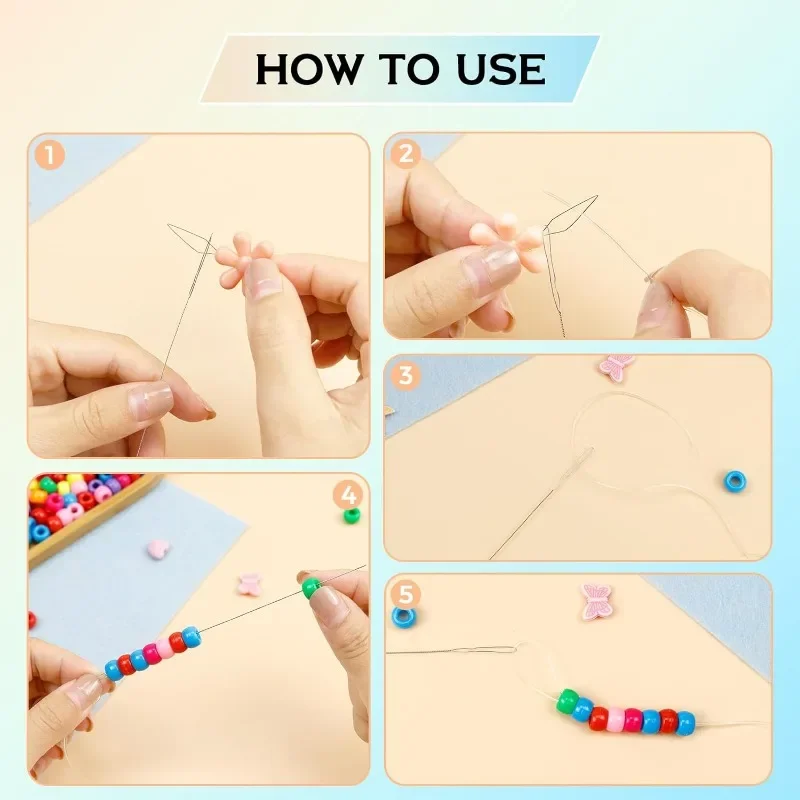DIY Open Beaded Needle Curve Jewelry Lead Pin Set Bracelet Necklace Making Tools Handmade Bead Threading Needles Equipments