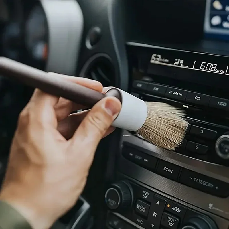 3PCS Car Exterior Interior Detail Brush Boar Hair Bristle Brushes for Car Cleaning Auto Detail Tools Dashboard Cleaning Brush 3