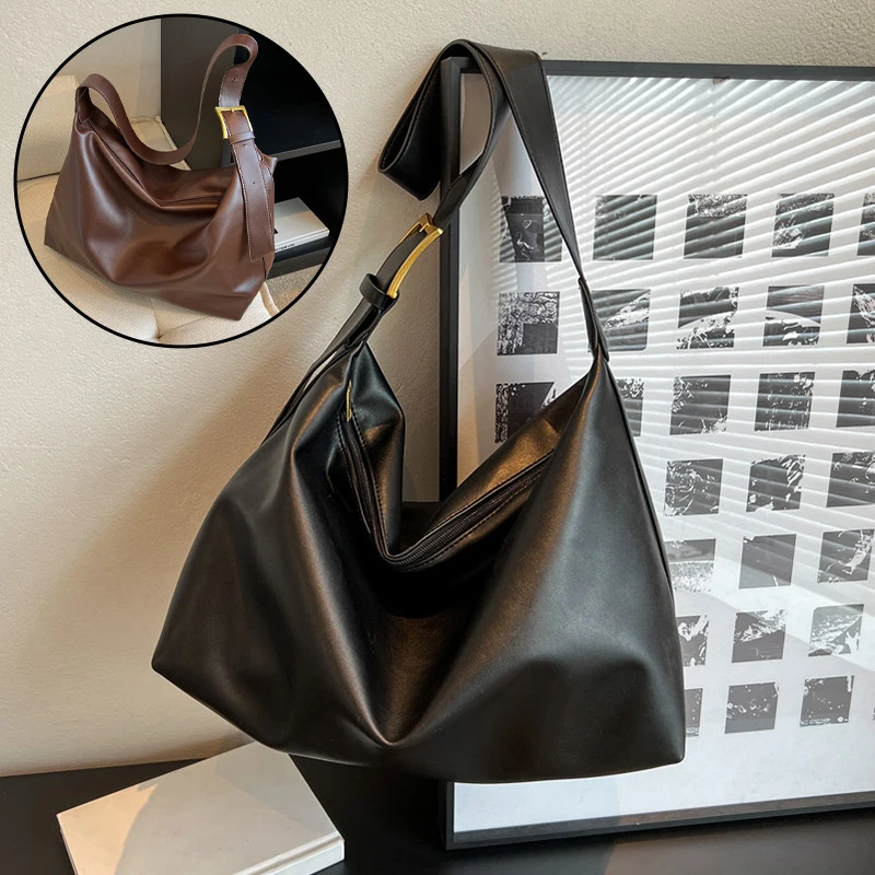 Women's Bags Soft Leather Single Shoulder Bag Designer Style Tote Bags Large Capacity Student Commuting Underarm Crossbody Bag