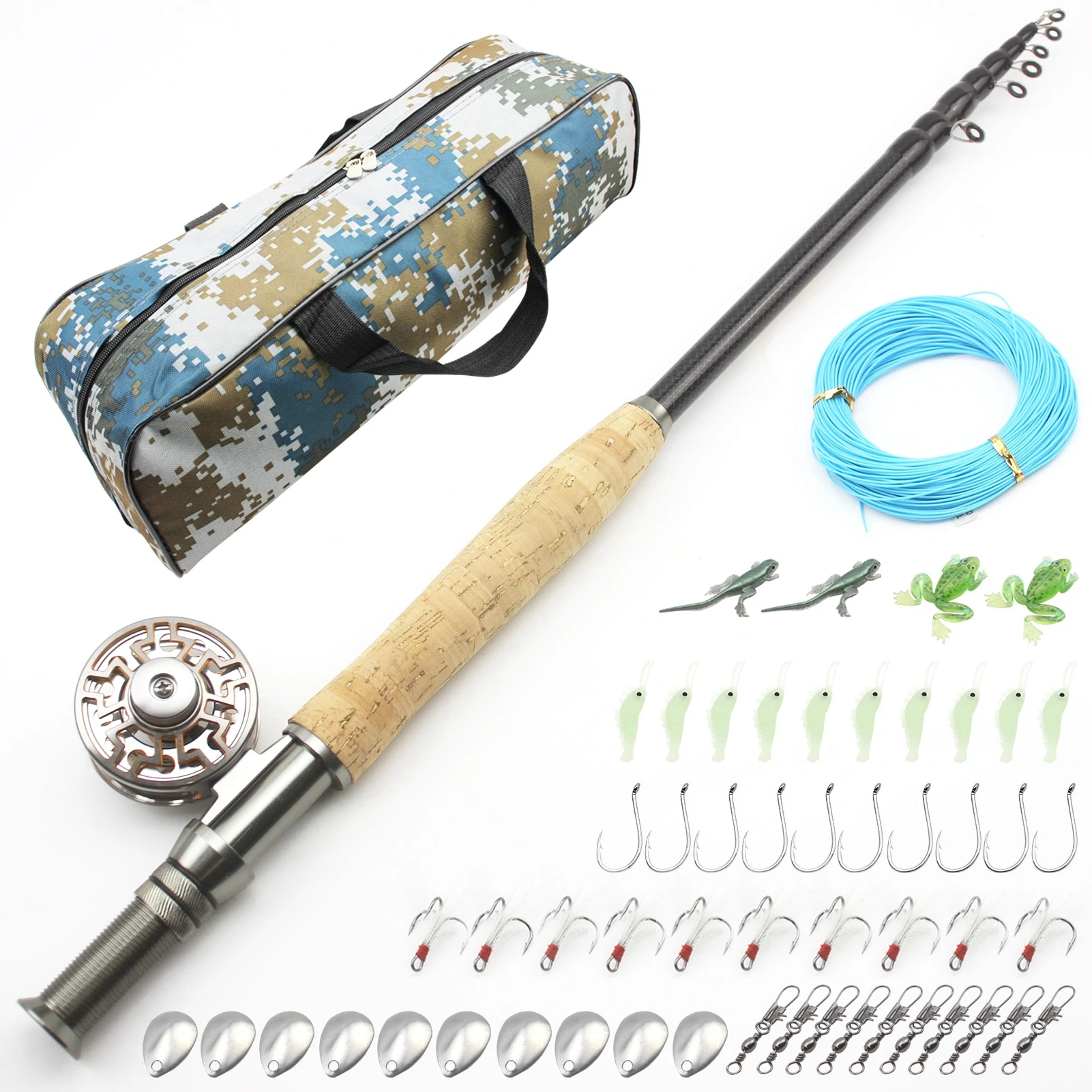 2.1M-3.0M Fly Fishing Rod Reel Combos Portable Carbon Fast M Power All for Fishing  Telescopic Fly Set Everything for fishing