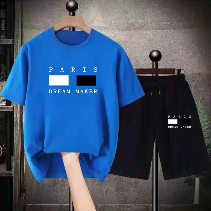 Men's Korean Fashion Two Piece Set Summer Short Sleeved T-shirt And Shorts Loose Sets Men Designer Clothes Tracksuits 6