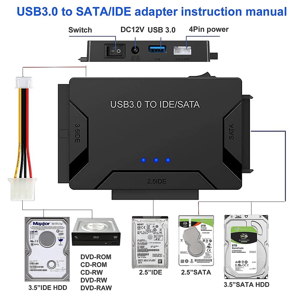 USB 3.0 to SATA IDE Hard Disk Adapter Converter Cable