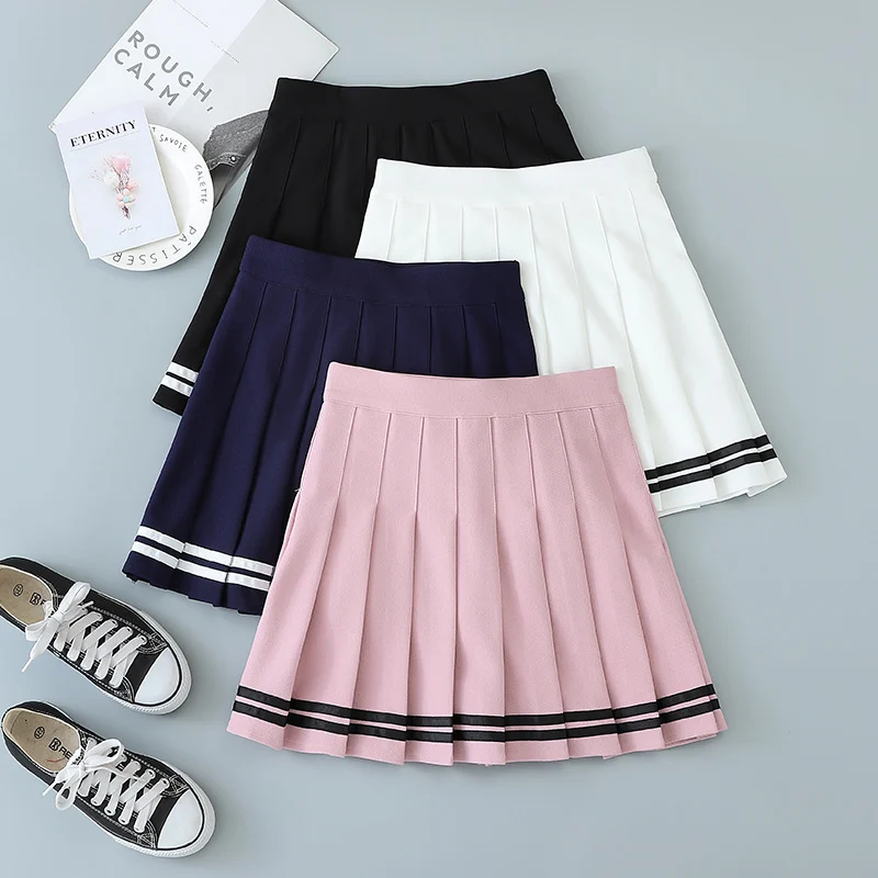 High-Waisted Skirt Elastic Pink Fairy Grunge Black Mini Pleated Skirt Woman Fashion 2022 Summer Clothes School Girl Uniform 2
