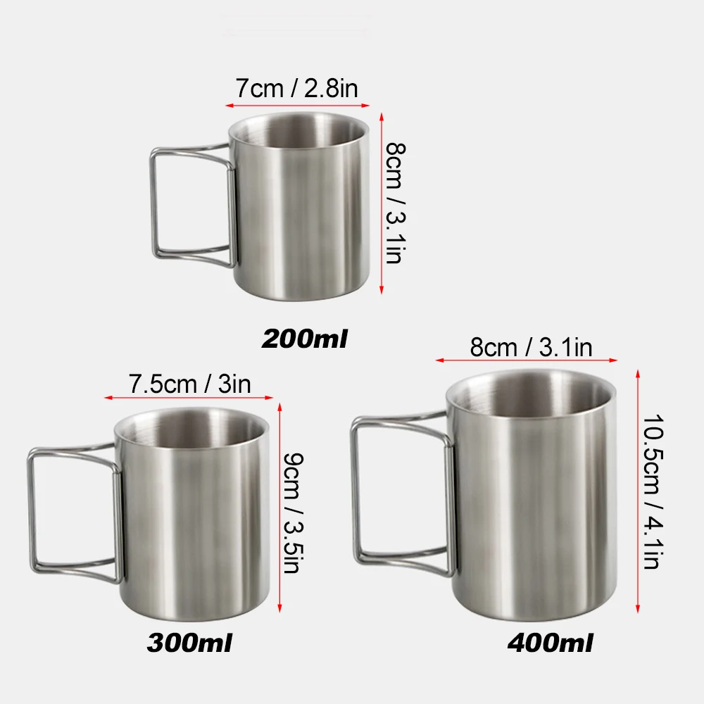 Tasse Couvercle Tasse De Camping Tomotato 500ml - Acier Inoxydable, Couvercle Et Poignée Pliable - Pour Randonnée, Plein Air Tasse Café Plein Air - 2