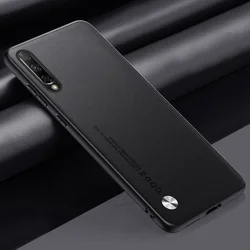 Luxurious PU Leather Matte Silicone Phone Case - Premium Protection Back Cover for P Smart Pro 2019 (Black)