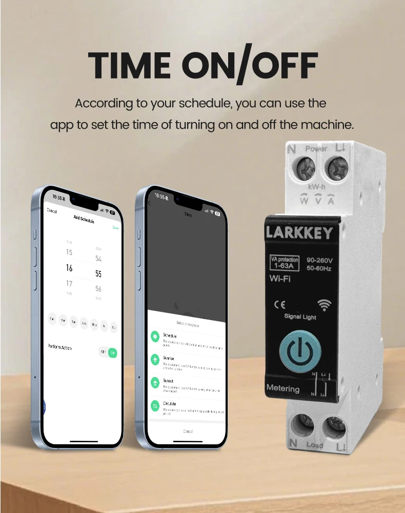 LARKKEY Programmable Wifi Breaker TUYA Smart Circuit Breaker Power Metering Over Current Under Voltage Protection DIN