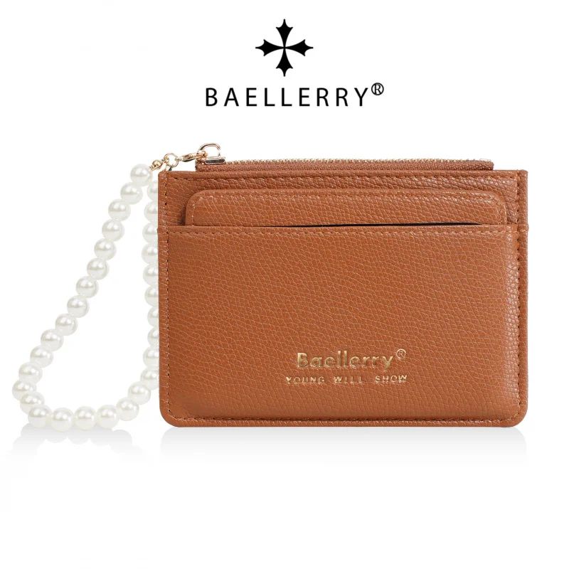 Fashionable Womens Card Case Ins Trend High Class Pearl PU Small Purse