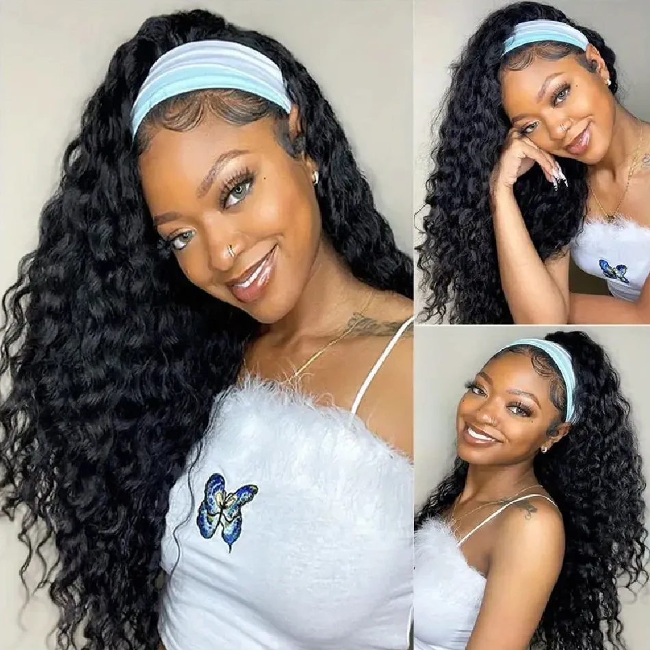 Afro Kinky Curly Human Hair Headband Wig For Black Women 250% Density Brazilian Remy Full Machine Made Wear and Go Glueless Wig 5