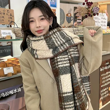 Nuovo Design sciarpa donna autunno inverno versione coreana Versatile misto lana marmitta femminile caldo scialle scozzese termico signore 1
