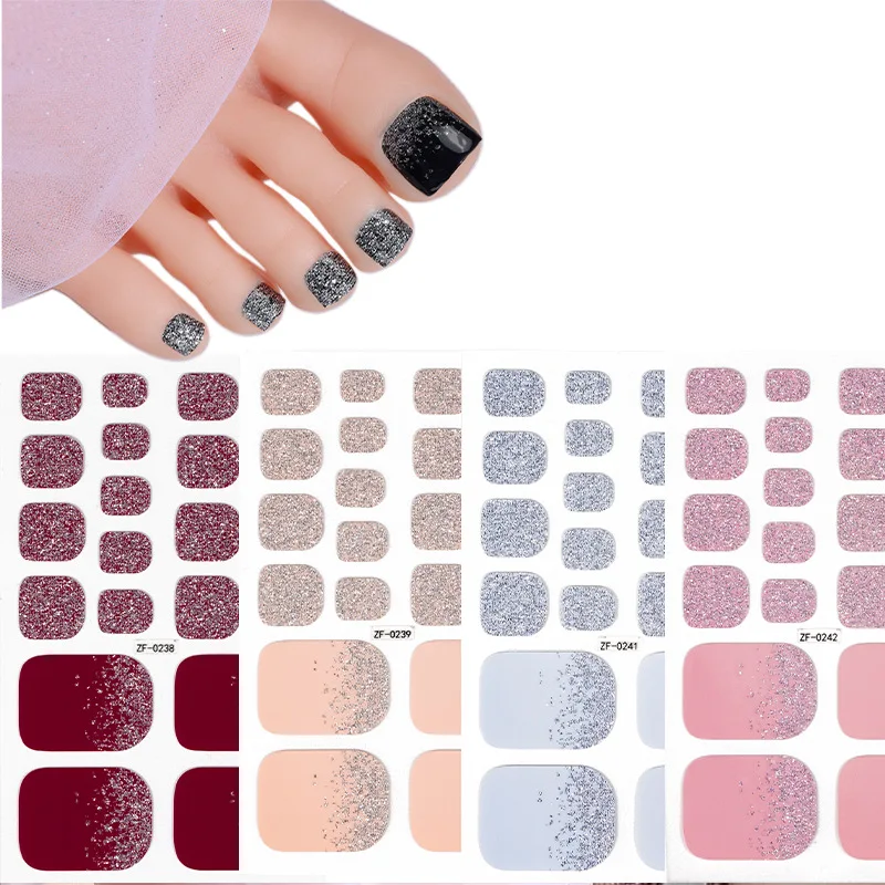 22Tips Foot Nail Stickers Full Cover Nail Polish Stickers Self Adhesive Decals Pedicure Decorations for Nails