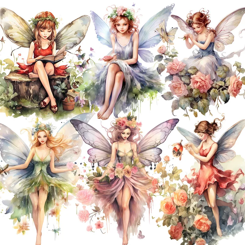 20Pcs/Pack Pink Flower Fairy Elf Sticker DIY Craft Scrapbooking Album Junk Journal Decorative Stickers