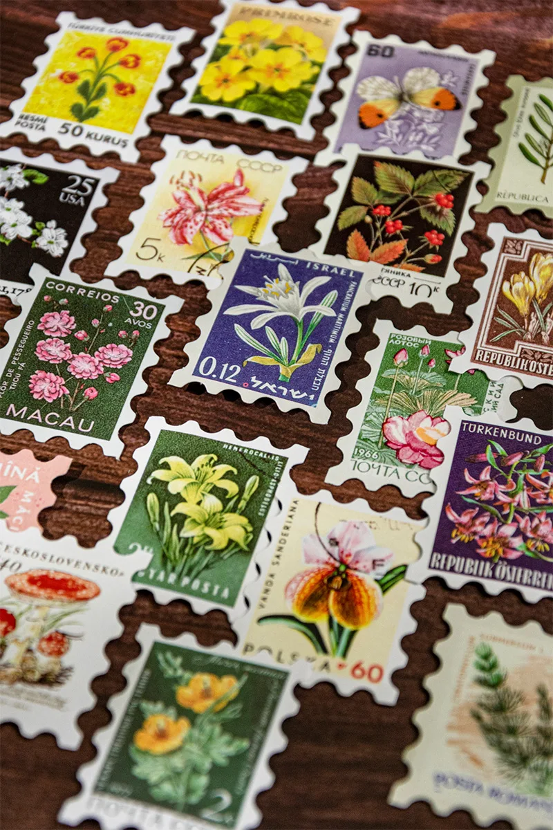 50 Blatt Retro-Stempelaufkleber-Set, klassisches Vintage-Versanddesign, für Retro-Tagebuch, Basteln, Geschenkverpackung, Kartendekoration – Detail 17