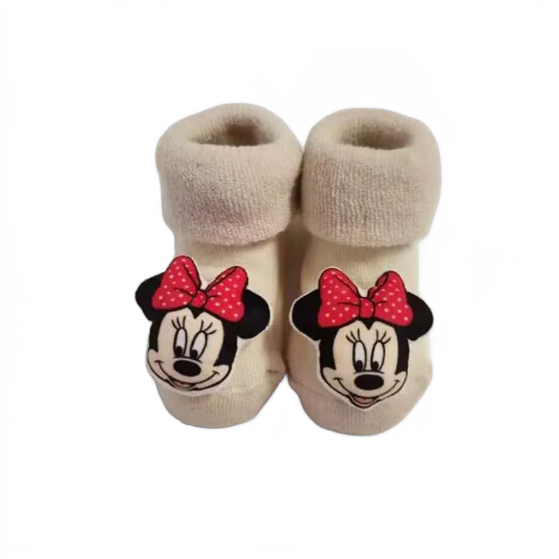 Winter Baby Girls Socks Newborn Mickey Minnie Baby Socks Infant Baby Boy Socks Anti Slip Soft keep warm Floor Sock Shoes 2