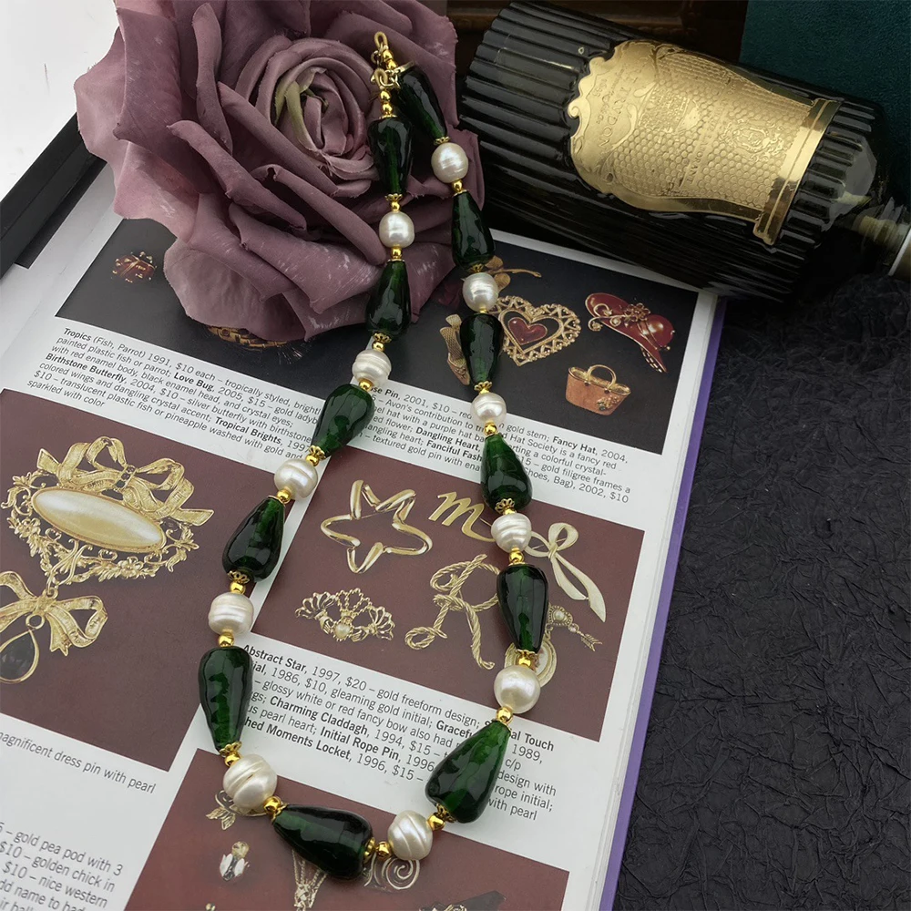 

Винтажные темпераментные стеклянные бусины ручной работы ожерелья для женщин подарок для девушек искусственное колье ювелирные изделия оптом