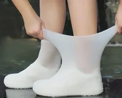 Waterproof Non-slip Silicone Unisex Shoe Covers - High Elastic Wear-resistant Rain Boots (White)