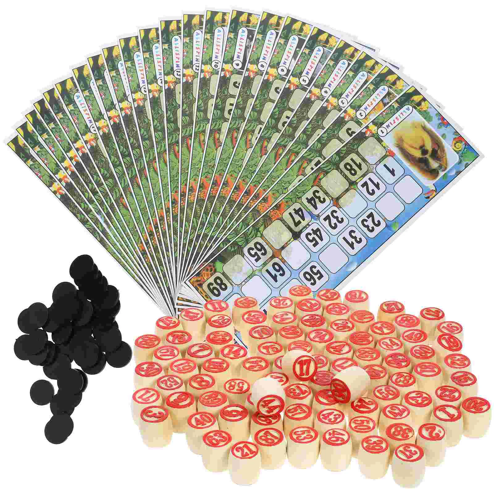 Wooden Lightweight Numbers Chess Game Russian Lotto Chess Games Bingo Game Set Party Props Household Cards Interactive