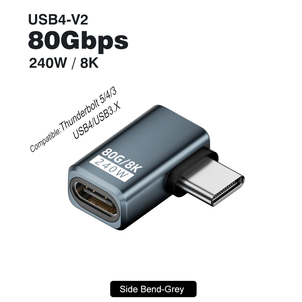 Enhanced Angled USB-C Adapter - 240W Elbow Connector, Ultra-Fast Data Transfer