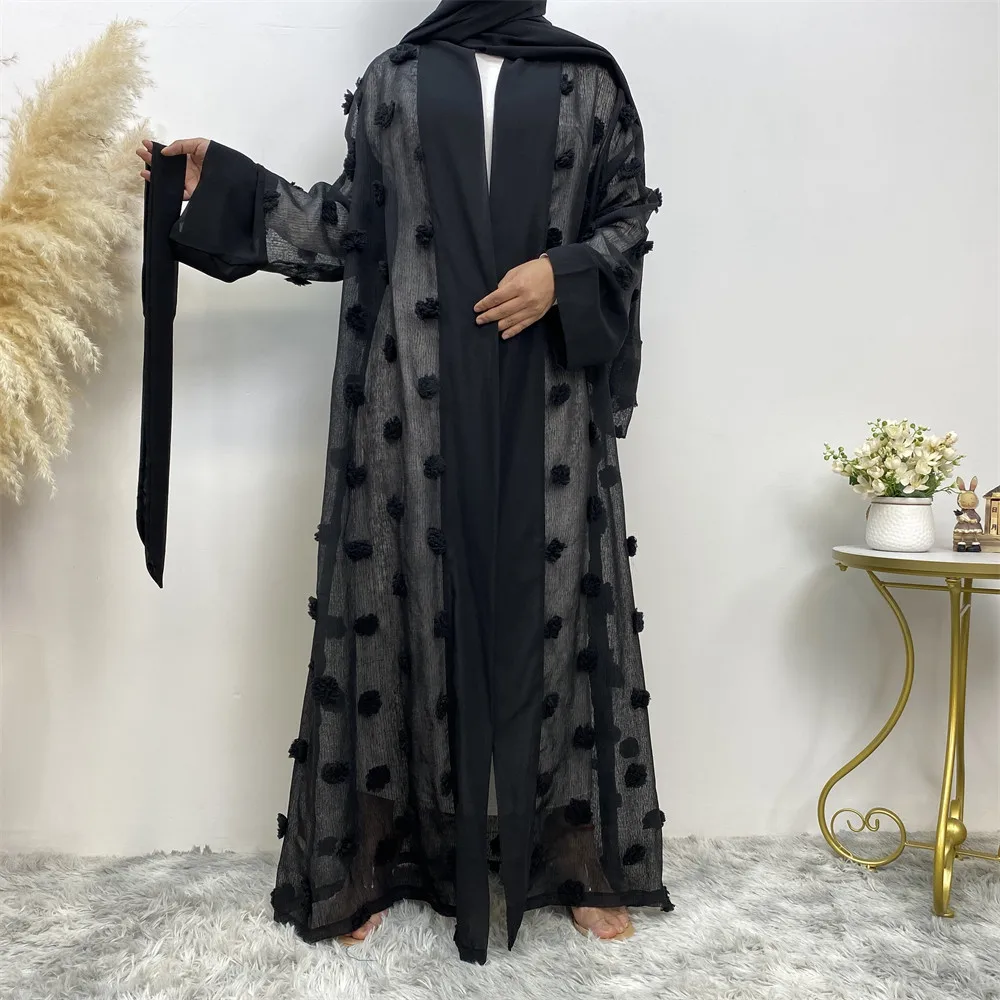 

Flower Abaya Kimono Abayas for Muslim Women Open Maxi Dress Party Gown Turkish Caftan Ramadan Eid Kaftan Islamic Clothing Robe