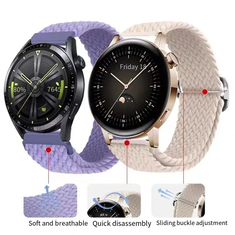 Adjustable Breathable Nylon Woven Watch Strap, 20mm/22mm