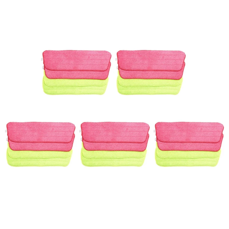 

20Pcs Spray Mop Replacement Pads Washable Refill Microfiber Wet/Dry Cleaning Use Reusable, Cleaning Supply (Green & Red)