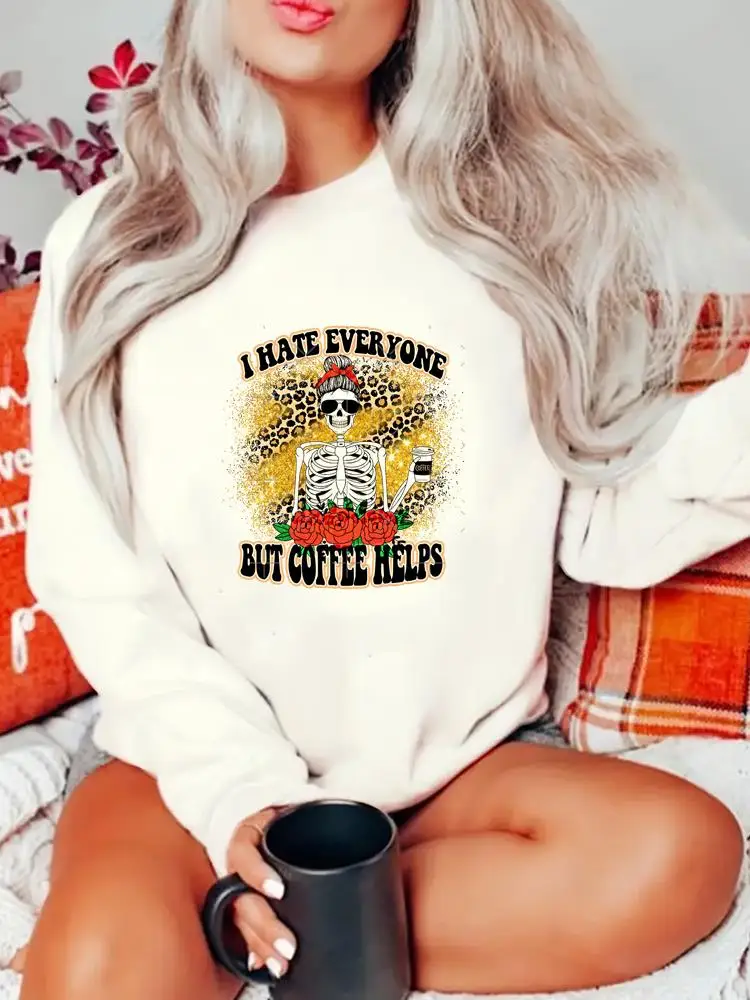 

Leopard Lovely Trend 90s Long Sleeve Clothes Print Sweatshirts Women Fashion Clothing Fleece Ladies Warm Graphic Pullovers