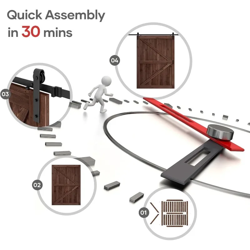 60x84" Sliding Barn Door Panel with 10ft Hardware Kit and Handles Coffee  Easy DIY Assembly Perfect for Warehouses Bedrooms 5
