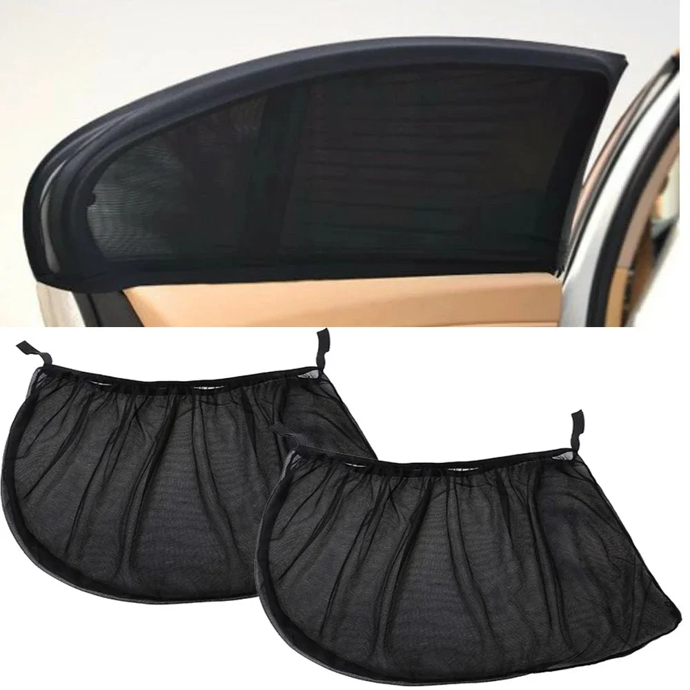 Universal Car Side Window Sunshade Mesh Fabric Black